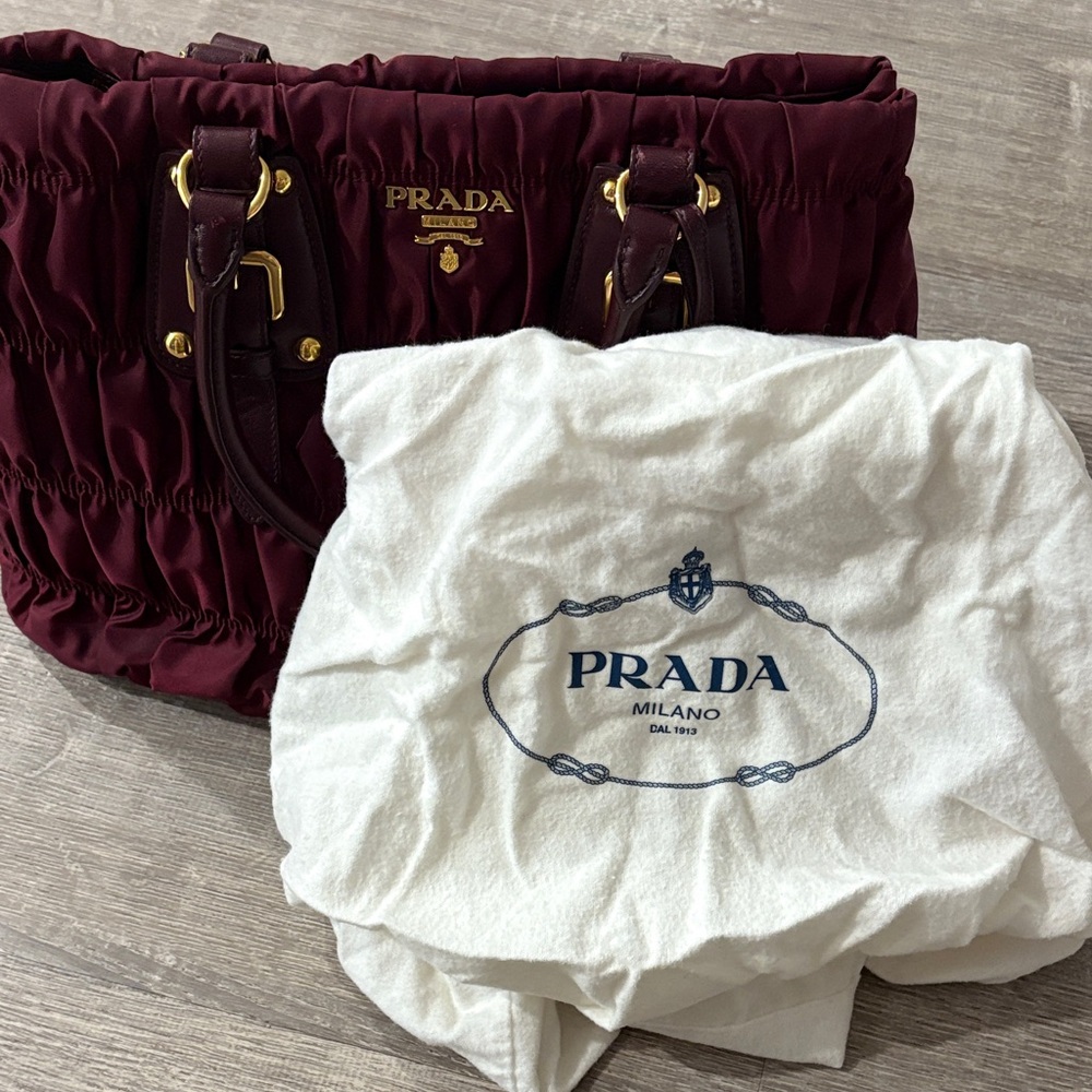 Prada Maroon Gathered Satchel - Picture 7 of 13